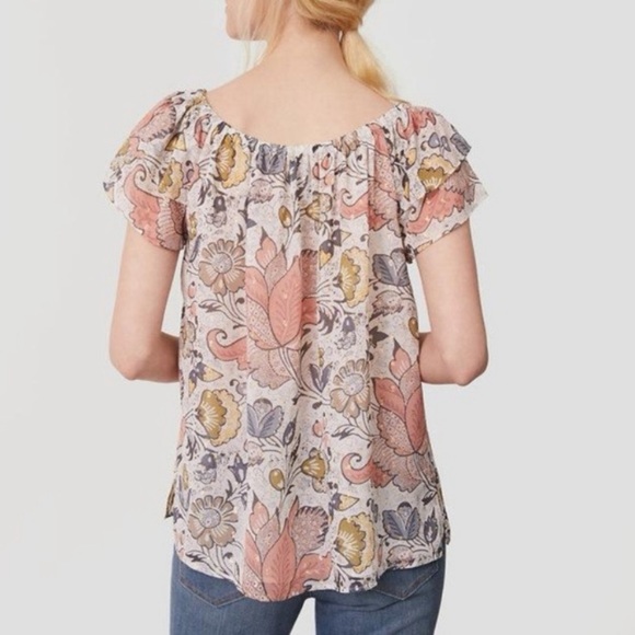 Loft Shimmer Floral Flutter Blouse - Picture 2 of 8